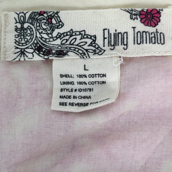 FLYING TOMATO Cream and Pink Embroidered Strapless Dress Size L - Picture 5 of 10